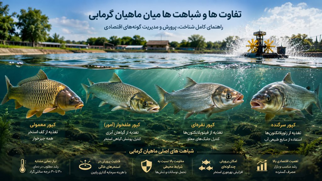 تفاوت ها و شباهت ها میان ماهیان گرمابی